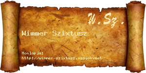 Wimmer Szixtusz névjegykártya